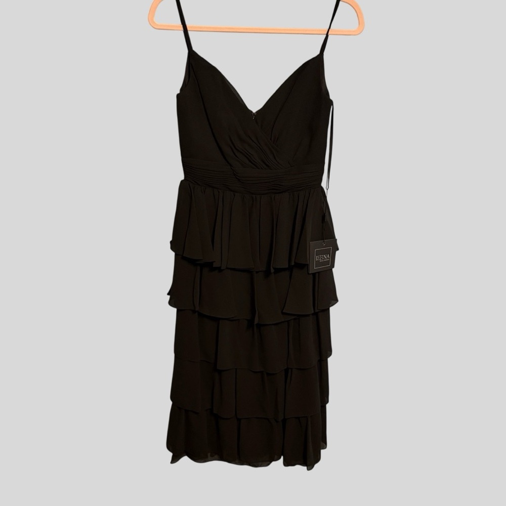 IEENA for Mac Duggal Tiered Ruffle Cocktail Dress – Black – Size 2 (NWT)